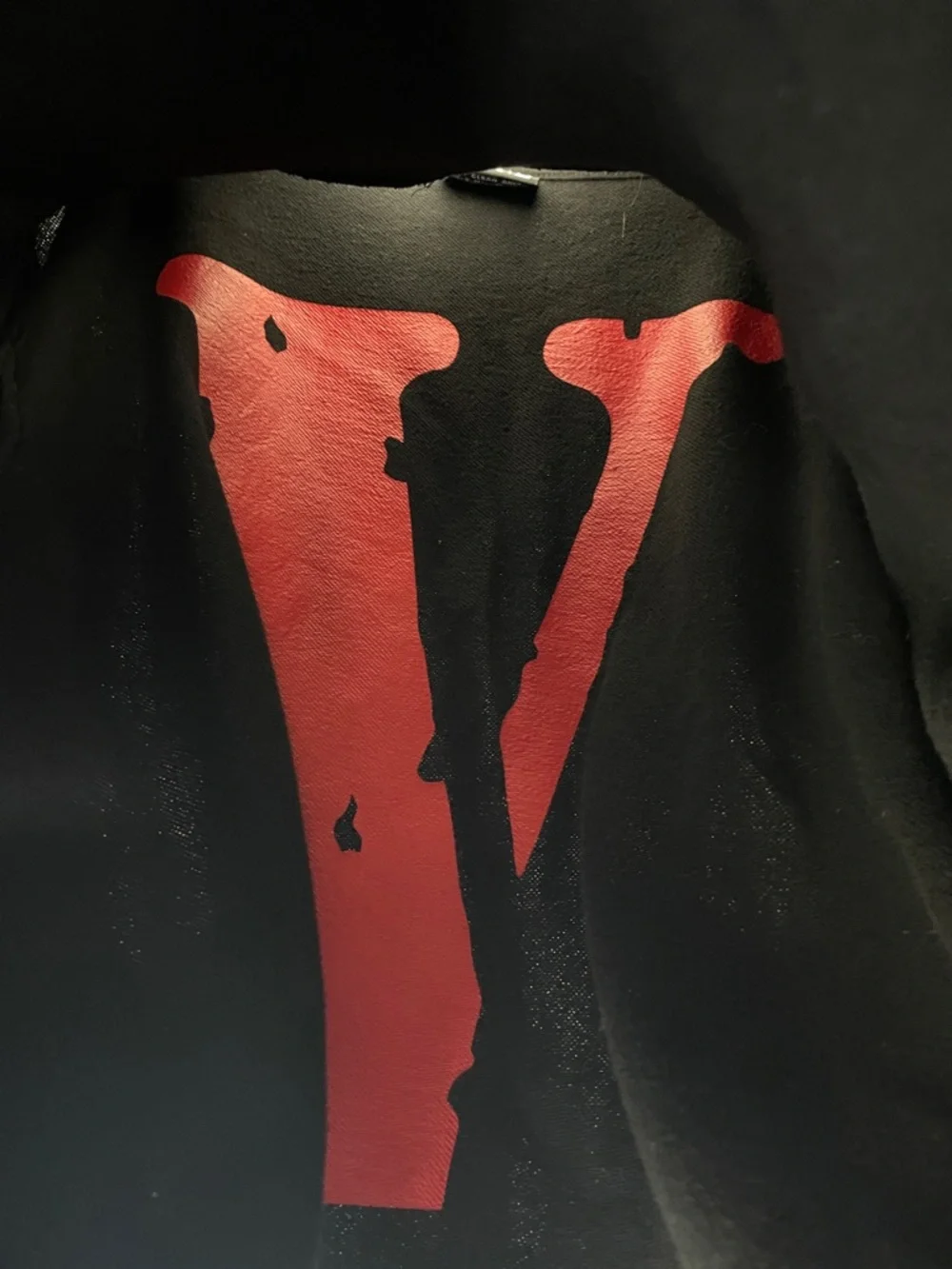 VLONE Black Hoodie with Bold White and Red Logo Large